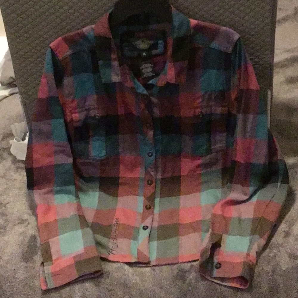 Multicolor Harley Davidson Woman’s Plaid Button-Up Shirt